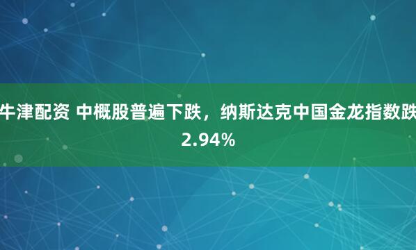 牛津配资 中概股普遍下跌，纳斯达克中国金龙指数跌2.94%